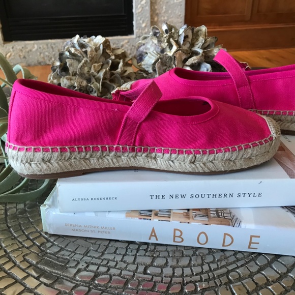 J. CREW HOT PINK MARY JANE ESPADRILLE FLATS - Picture 6 of 11